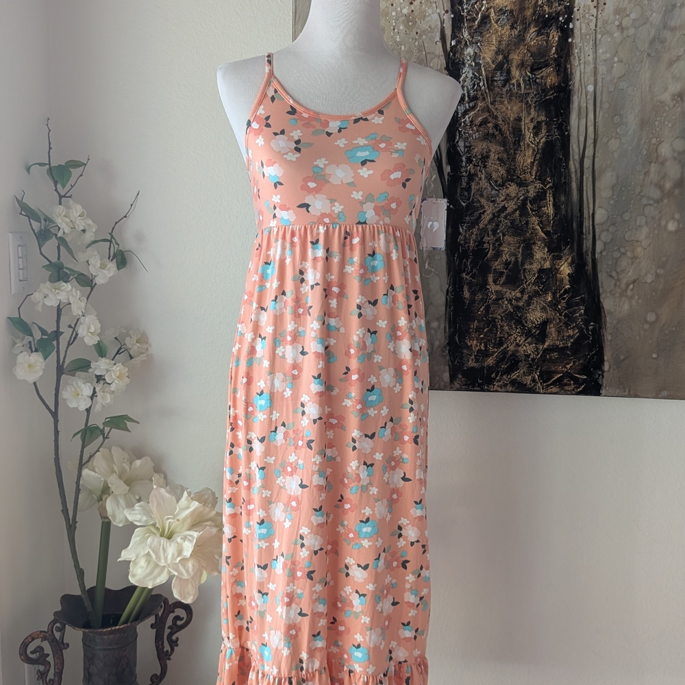 btween Peach and Blue Floral Maxi Dress